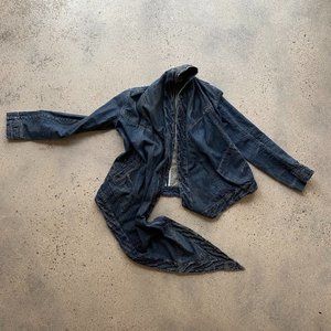 DRKSHDW Distressed Denim Drape Front Jacket - Sm